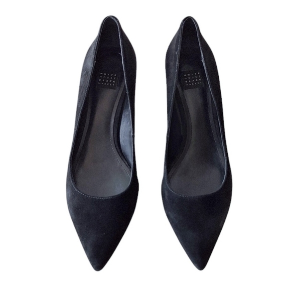 White House Black Market Suede Leather Kitten Heel Low Pumps Classic Office - Picture 4 of 8